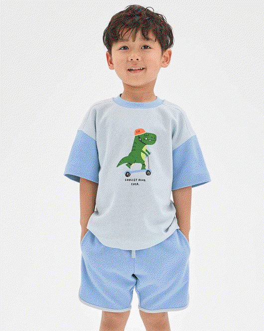 Australian Cotton textured t-shirt and shorts 2 piece set