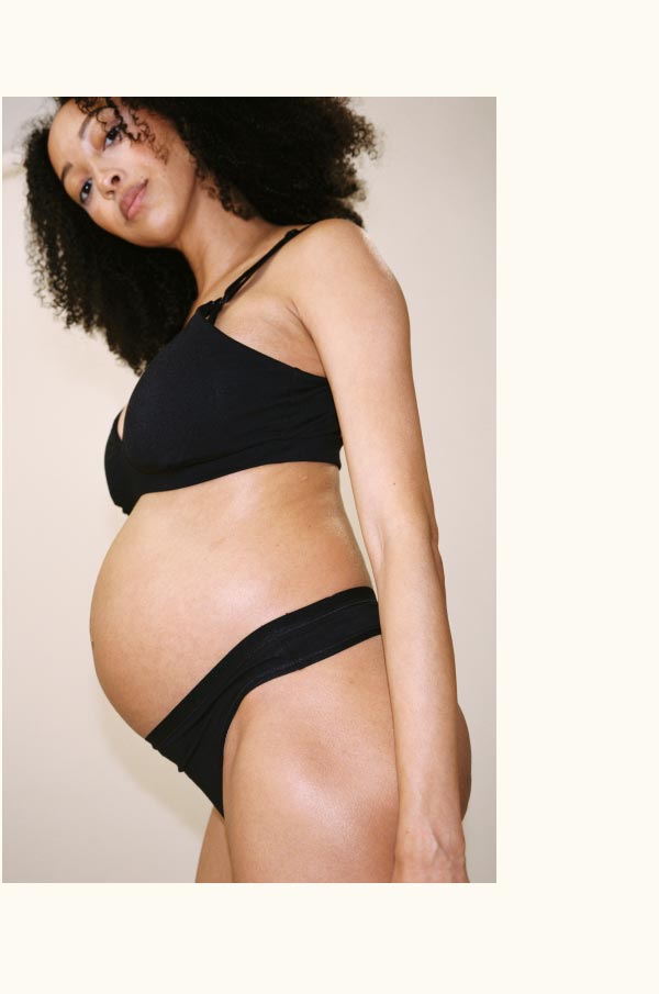 SoftStretch Cotton Maternity & Postpartum Thong in Black