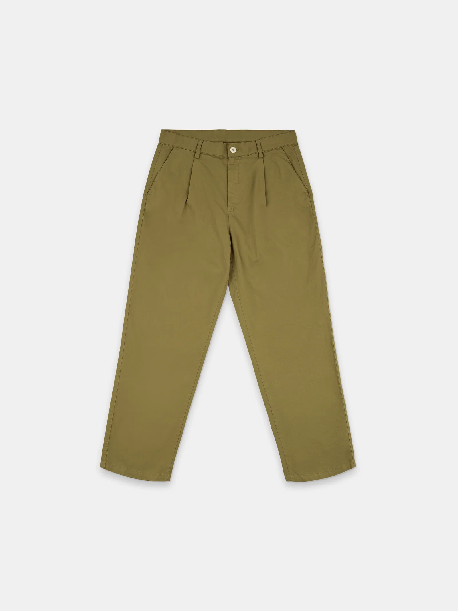 Image of Kent Cotton Pleat Trouser in Khaki