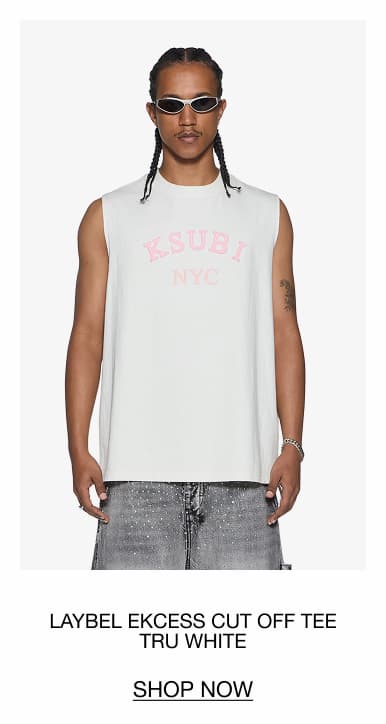 LAYBEL ECKCESS CUT OFF TEE TRU WHITE