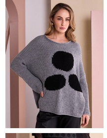 Naya Grey Spotted Oversized Knit