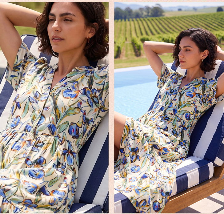Floral V-Neck Midi Dress