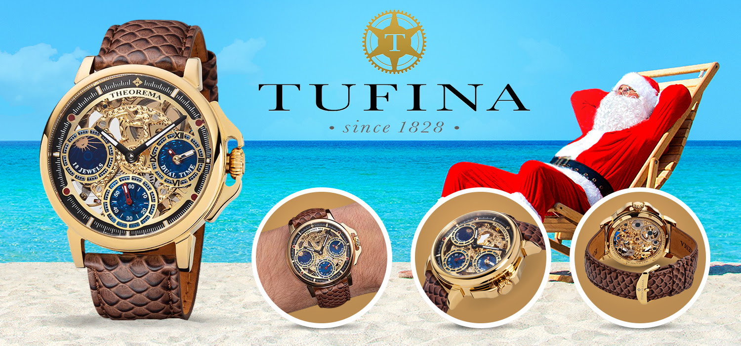 Gold wristwatch with brown leather.