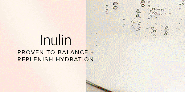 Hydrating cleanser texture illustrating inulin, a prebiotic ingredient that helps balance and replenish skin hydration.
