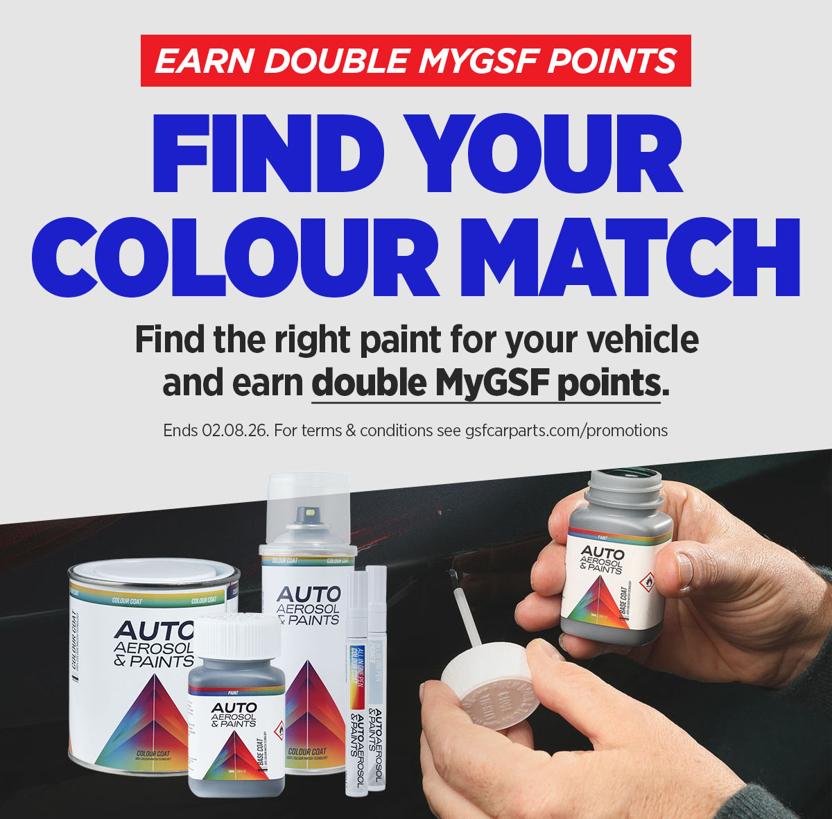 Find your colour match with Auto Aerosol - Earn double MyGSF points