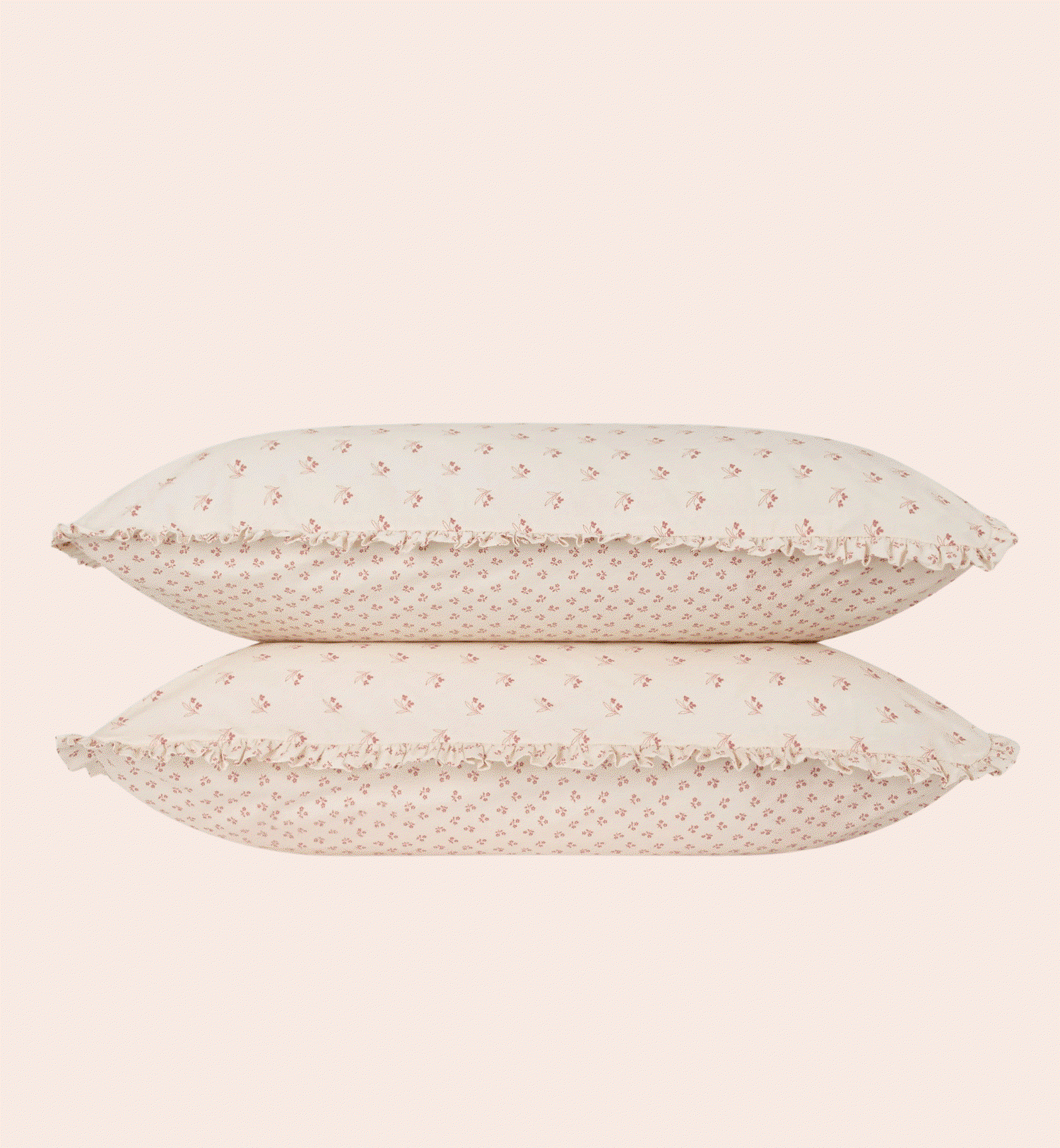 Dusty Pink Martha Floral Cotton Frill Pillowcases (Pair)