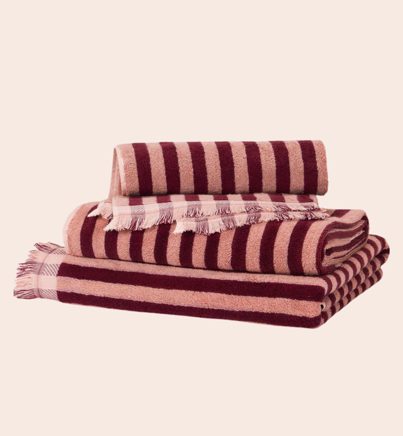 Rhubarb & Rose Pembroke Stripe Cotton Towels