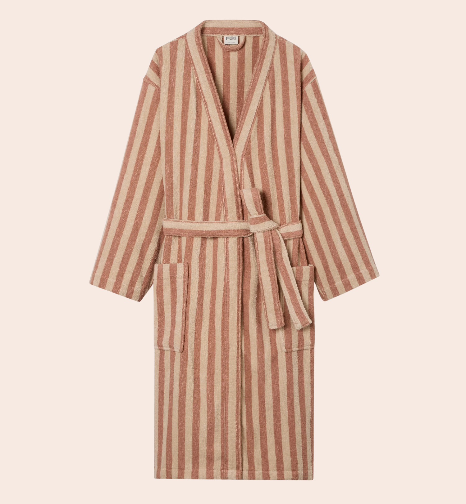 Sand Shell Pembroke Stripe Cotton Robe