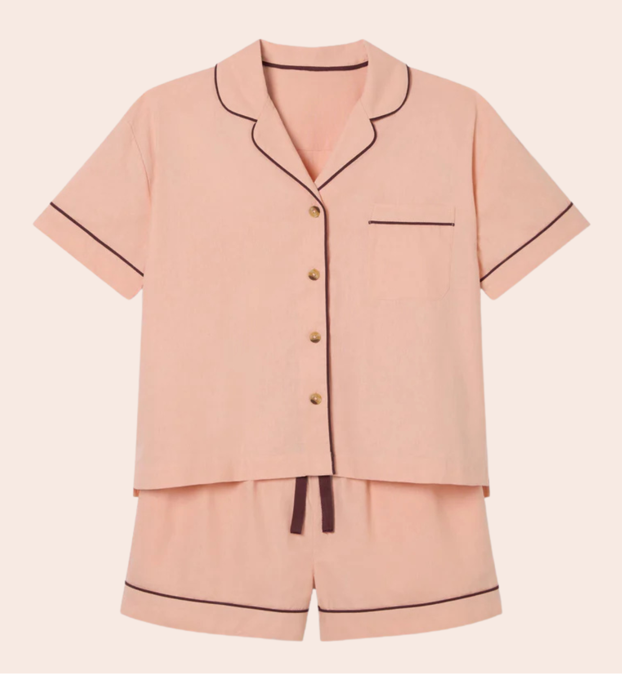 Rose Linen Blend Pyjama Short Set