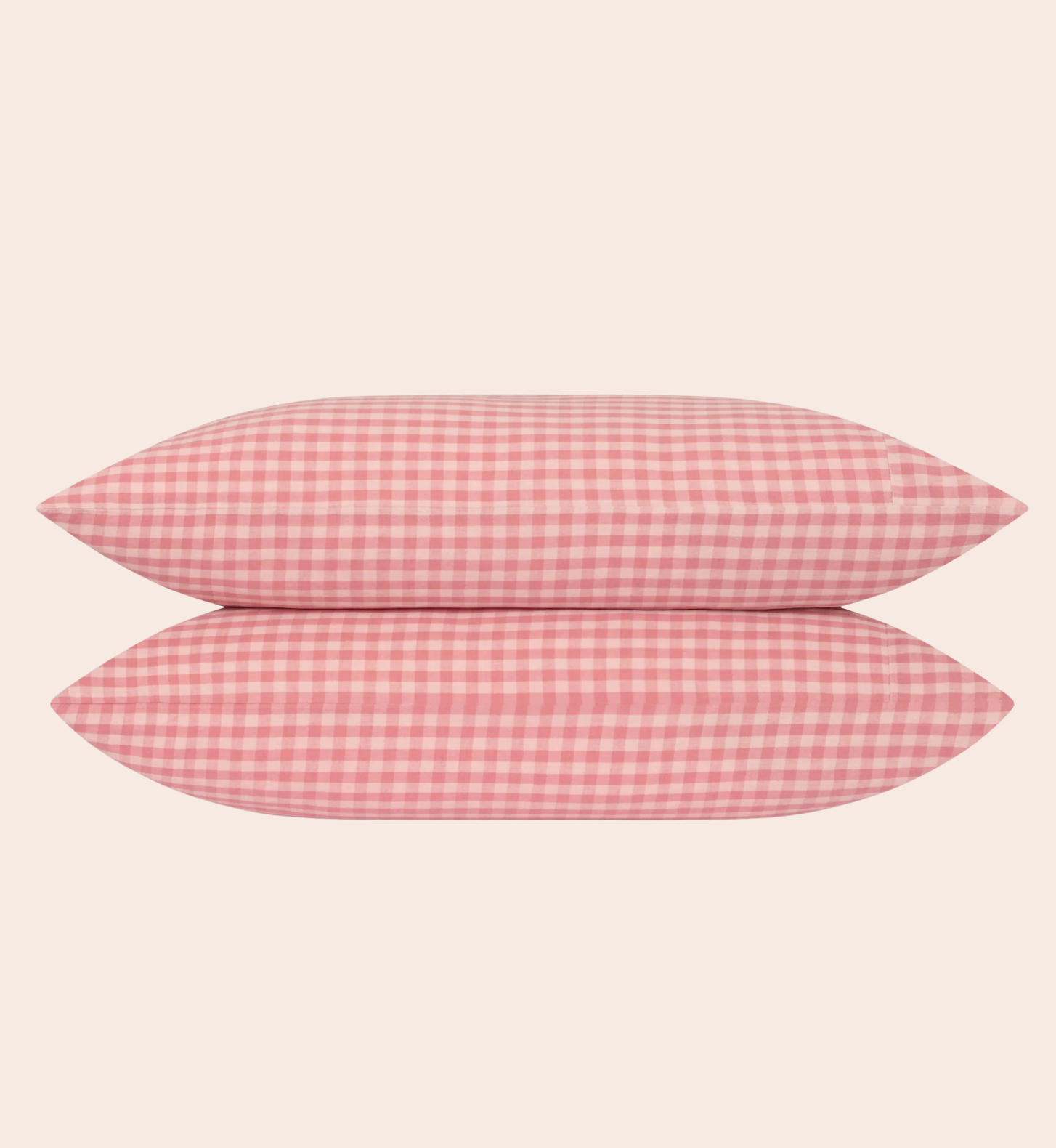 Dusty Pink & Rose Colour Drenched Gingham Linen Blend Pillowcases (Pair)
