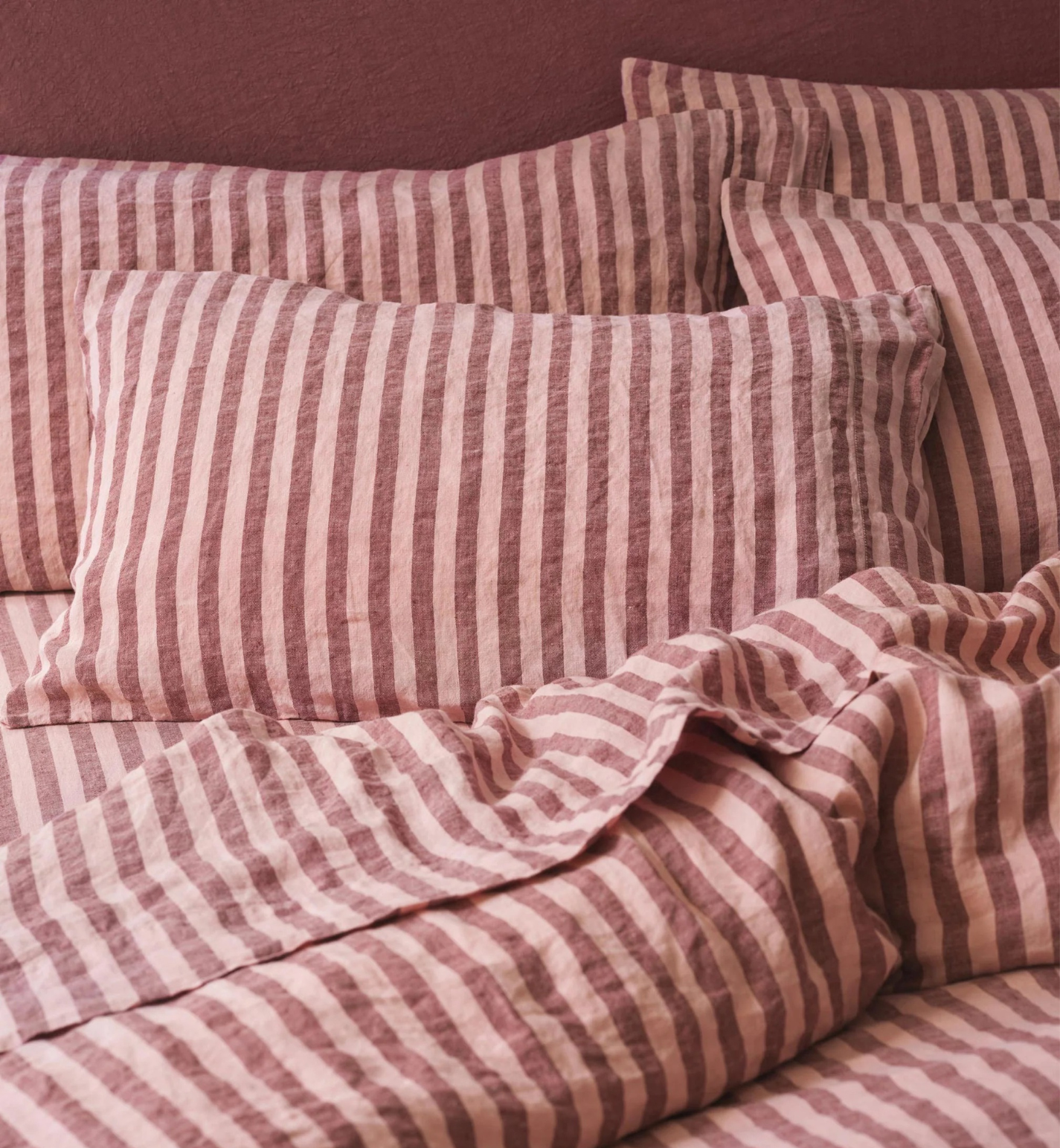 Rhubarb & Rose Pembroke Stripe Linen Blend Duvet Cover