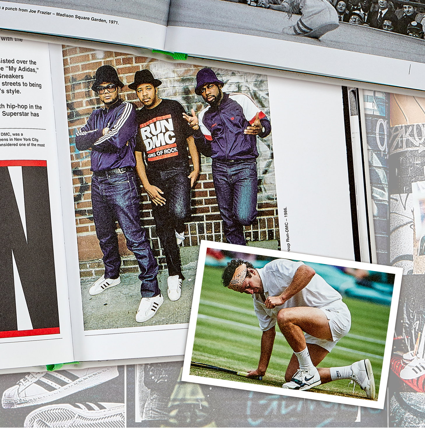 Interior pages featuring Run-DMC and tennis player John McEnroe.
