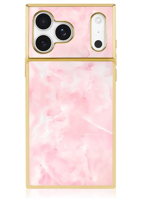 Image of SQUARE® Gilded Faux Rose Quartz iPhone Case