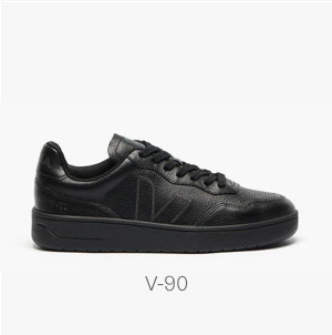 VEJA Men's V-90 Leather Sneakers in Black