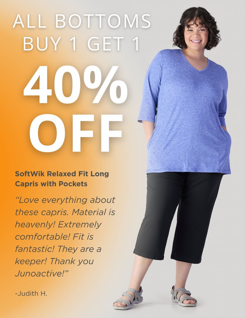 Buy One Get One 40% Off- JunoActive Plus-Size Bottoms