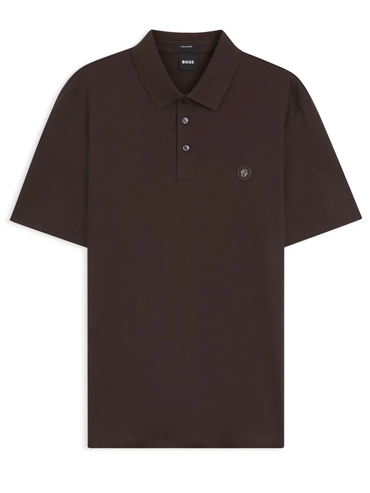 Smooth polo shirt made of mercerized cotton with logo patch