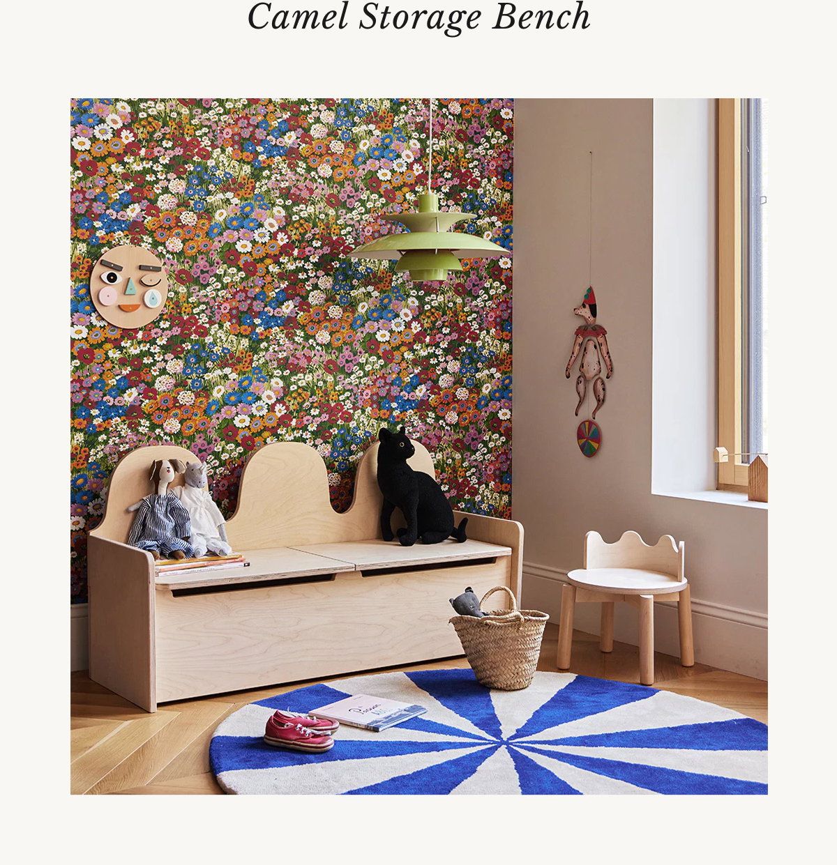 an image of a child's room with a crib and a rainbow