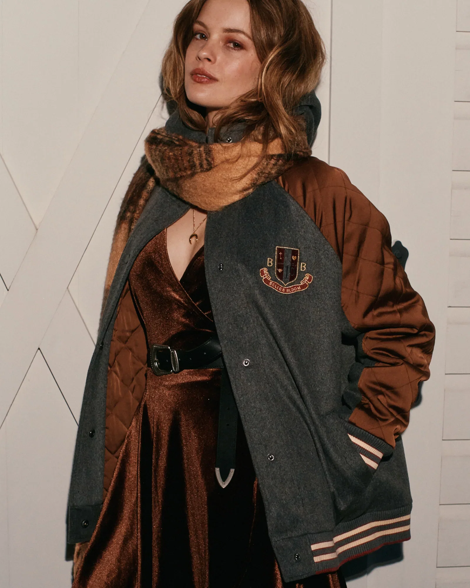 Image of Remix Bomber Varsity Jacket - Grey Melange