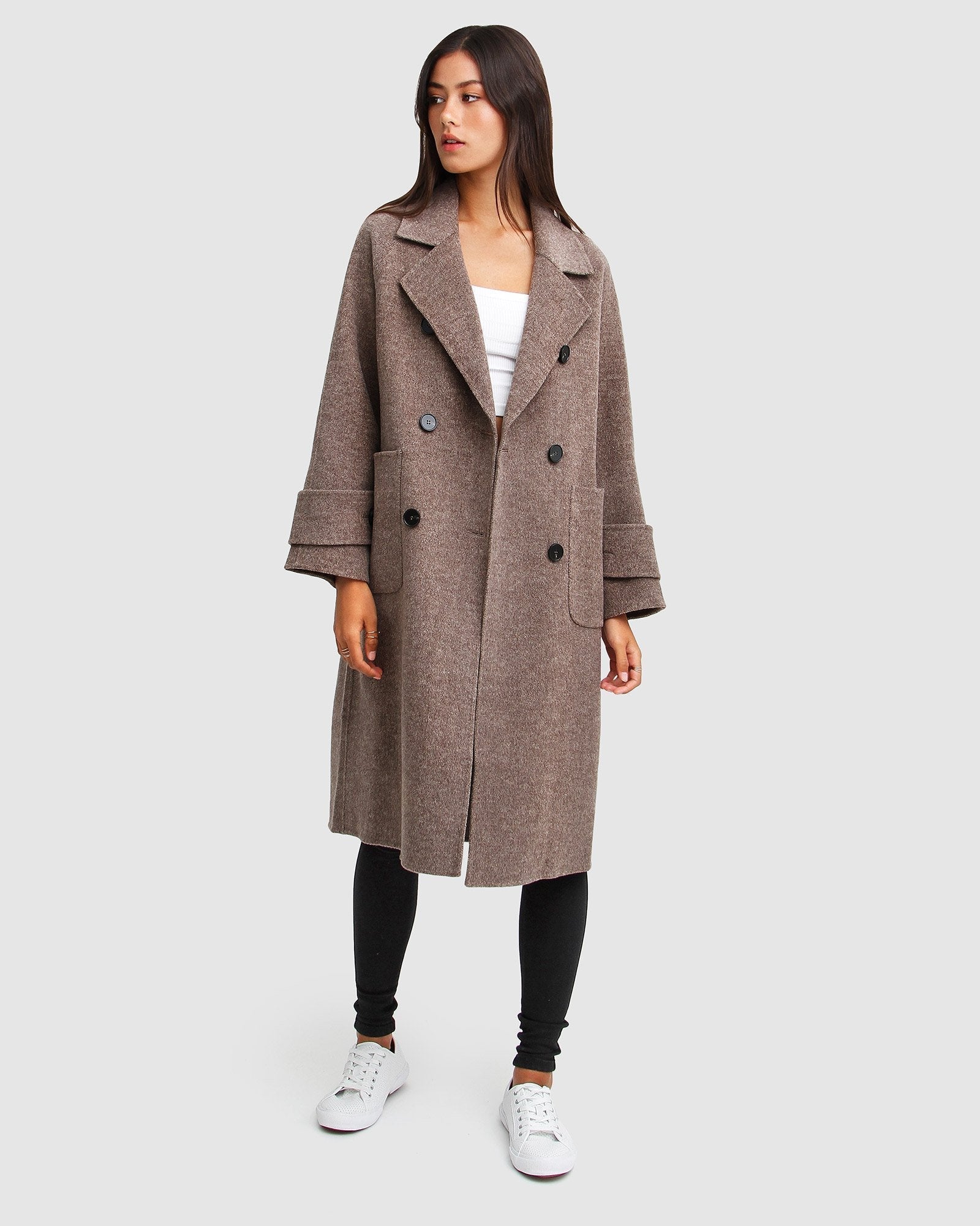Image of Rumour Has It Oversized Wool Blend Coat - Walnut