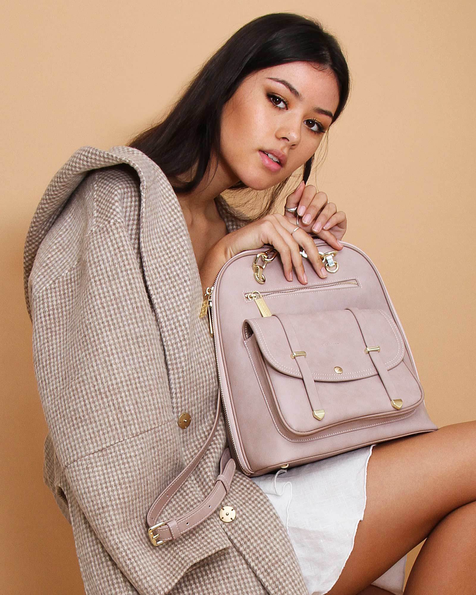 Image of 5th Ave Leather Backpack - Dusty Pink