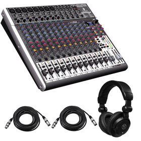 Behringer XENYX X2222USB 22-Input 2/2-Bus Mixer, w/Headphones & 2x 25' XLR Cable
