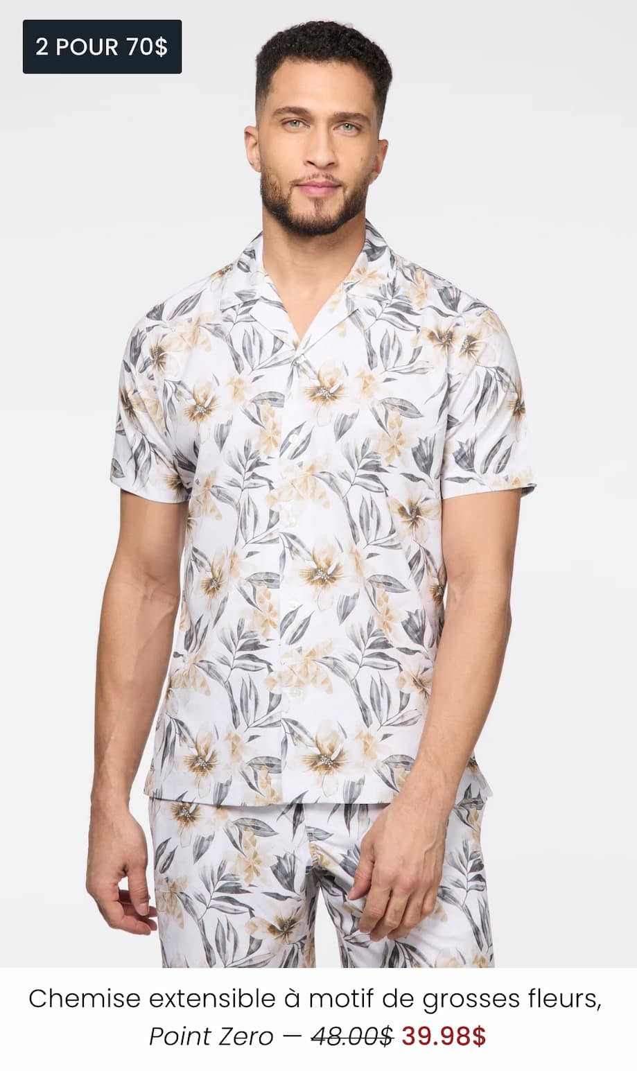 Chemise extensible à motif de grosses fleurs