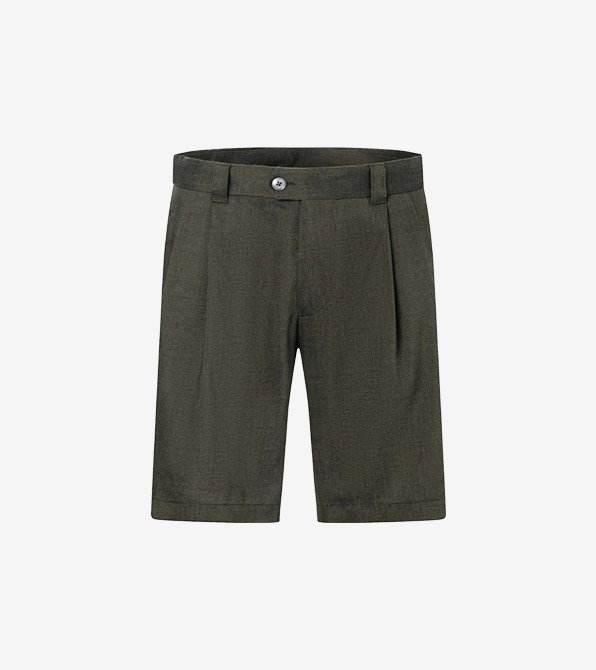 Bermudashorts aus einem Leinen-Wolle-Mix mit Bundfalte