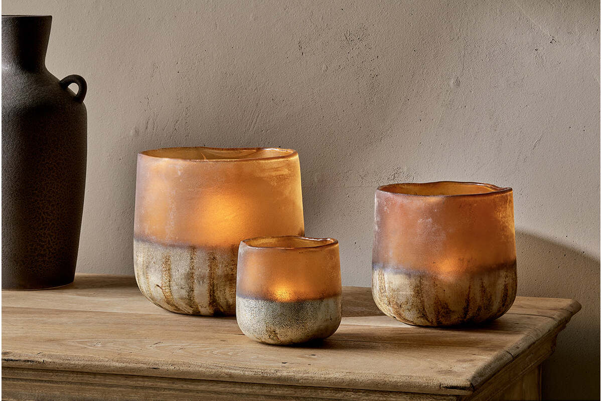 Image of Ngolo Tealight Holder - Antiqued Amber