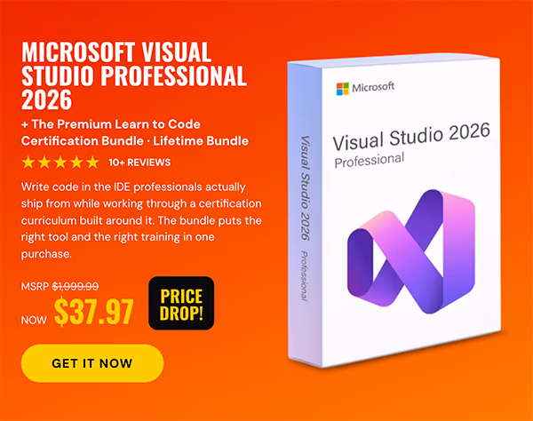 Microsoft Visual Studio Professional 2026 + The Premium Learn to Code Certification Bundle