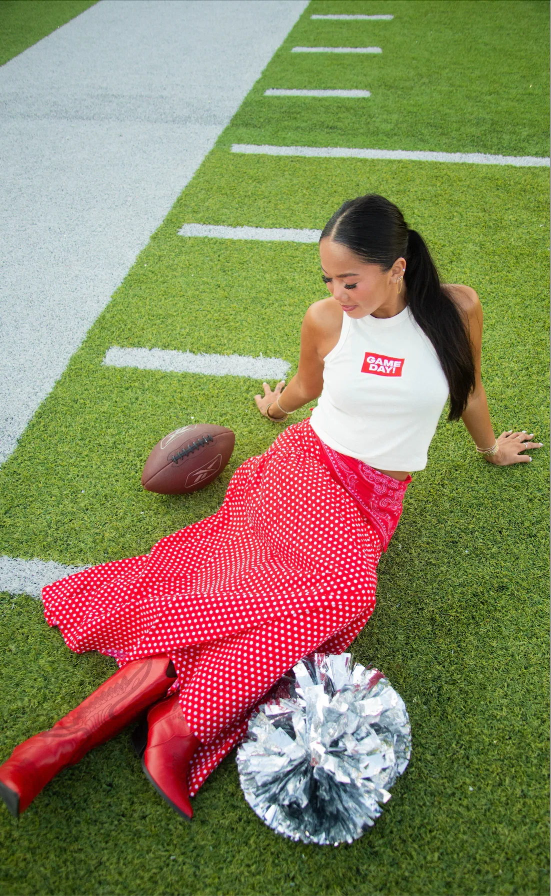 Image of friday + saturday: gameday embroidered tank - red