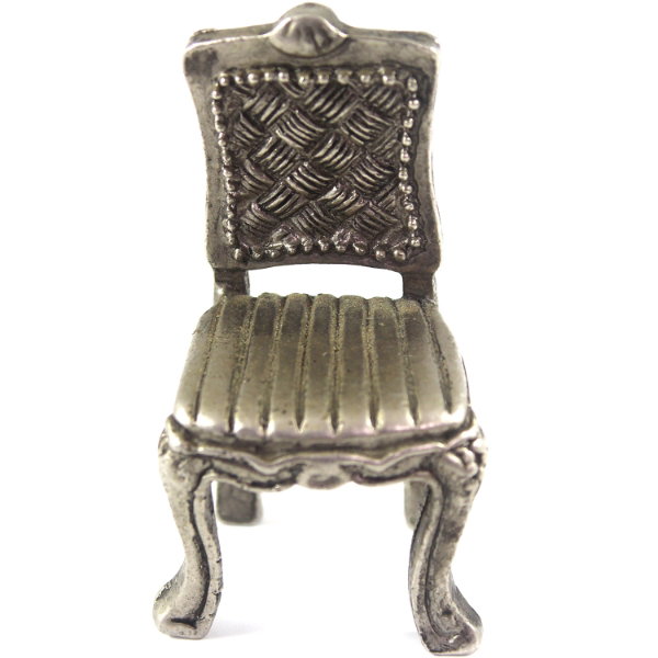 Antique Miniature Ornate Silver-Plated Chair