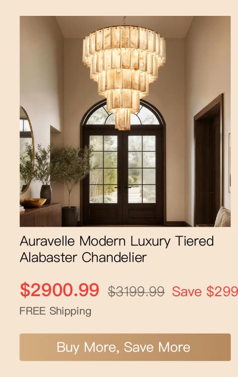 Auravelle Modern Luxury Tiered Alabaster Chandelier