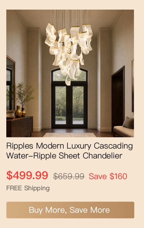 Ripples Modern Luxury Cascading Water-Ripple Glass Sheet Chandelier