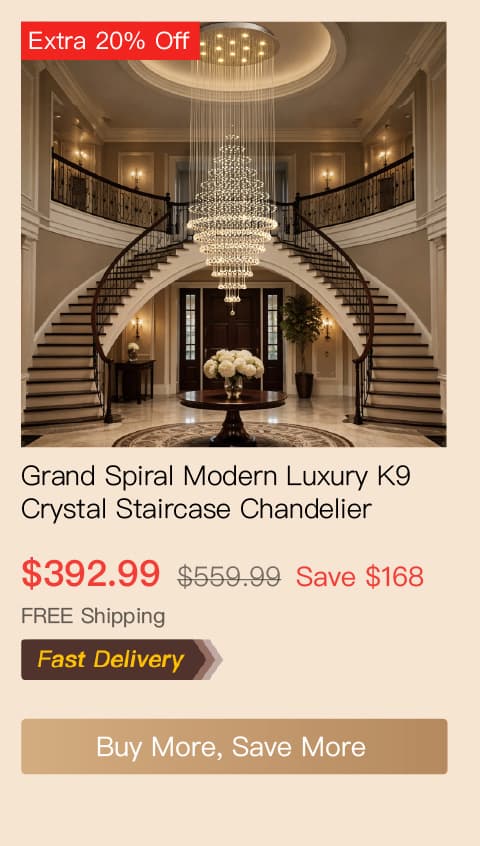 Grand Spiral Modern Luxury K9 Crystal Raindrop High Ceiling Staircase Chandelier
