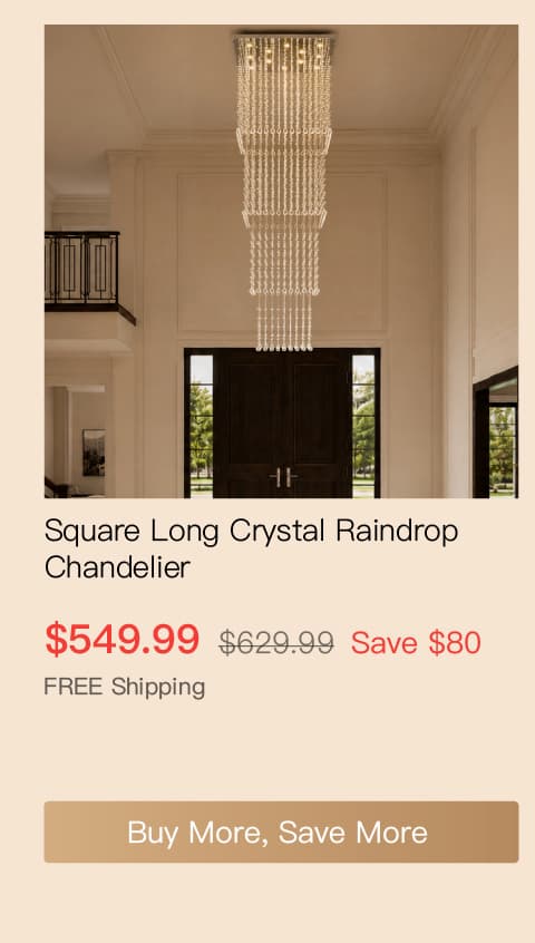 Square Long Crystal Raindrop Chandelier