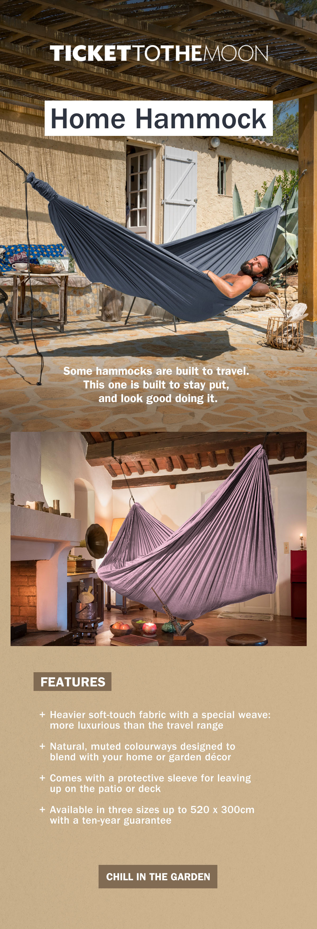 Ticket To The Moon Home Hammock | Indoor & Outdoor | WildBounds