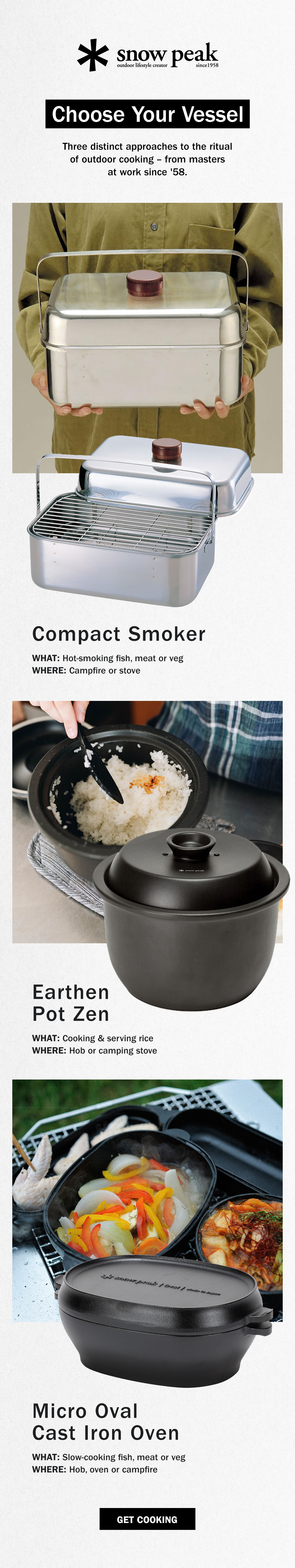 Choose Your Vessel | Snow Peak Camp Kitchen | Cutlery, Dishes & Cookware | WildBounds