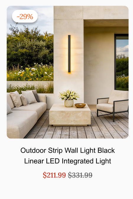 Outdoor Strip Wall Light Black Linear LED Integrated Light