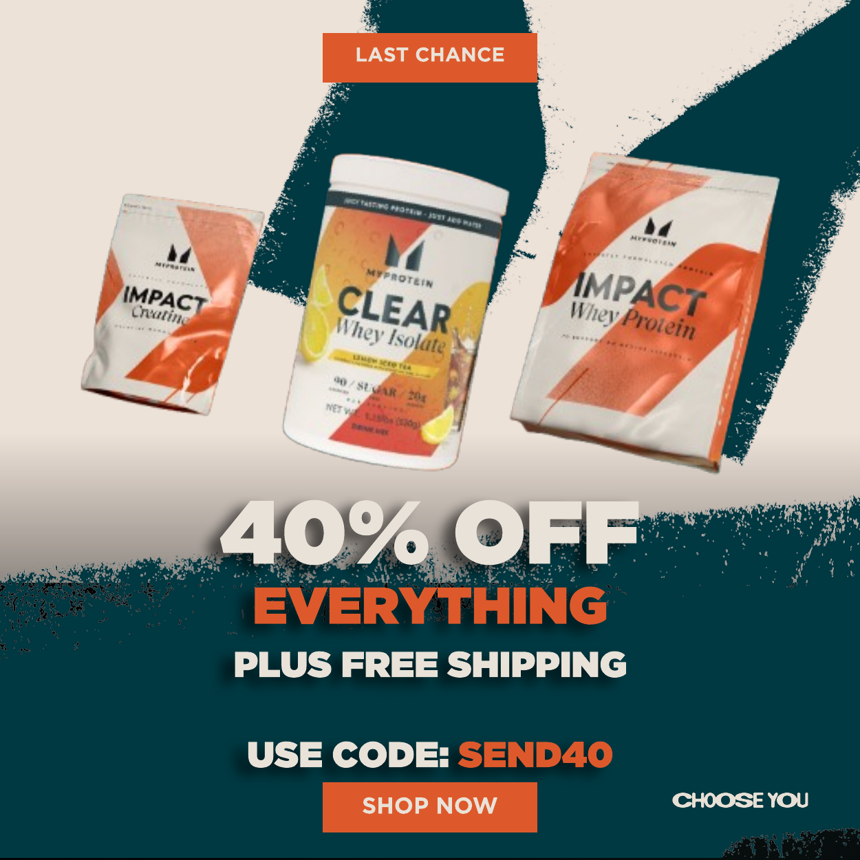 40% off everything plus free shipping