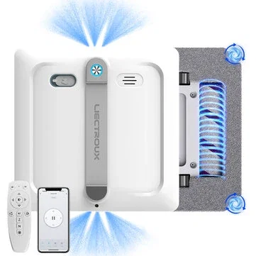 [EU Direct]Liectroux S9 Smart Window Cleaning Robot,With 2 Roller Brushes, 6-Way Water Pump Spray,10000Pa Suction, Brushless Motor,9kpa Suction,Frameless Works,8 Microswitches,Safety Rope & Power Cord 2 In 1,App & Remote Control,Voice Prompts