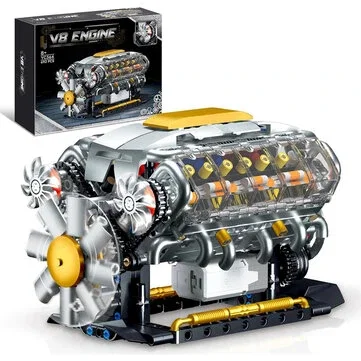 GQ 3053 MOC V8 Engine Model Bilding Blocks Brick Assembly Kit 692PCS Excellent STEAM Science Education Discovery Toys Children Gifts