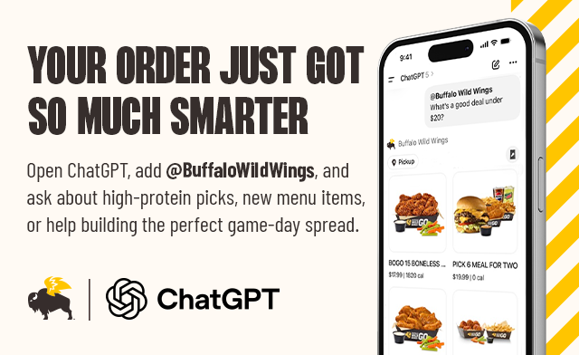 You can now order Buffalo Wild Wings through ChatGPT.