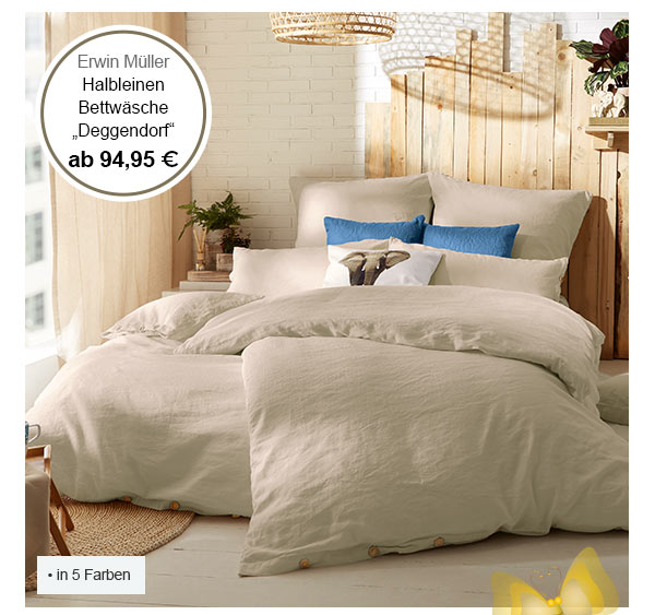 Erwin Müller Halbleinen Bettwäsche „Deggendorf“ ab 94,95 €! in 5 Farben!