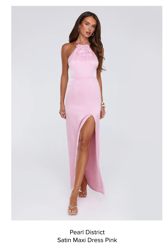Pearl District Satin Maxi Dress Pink
