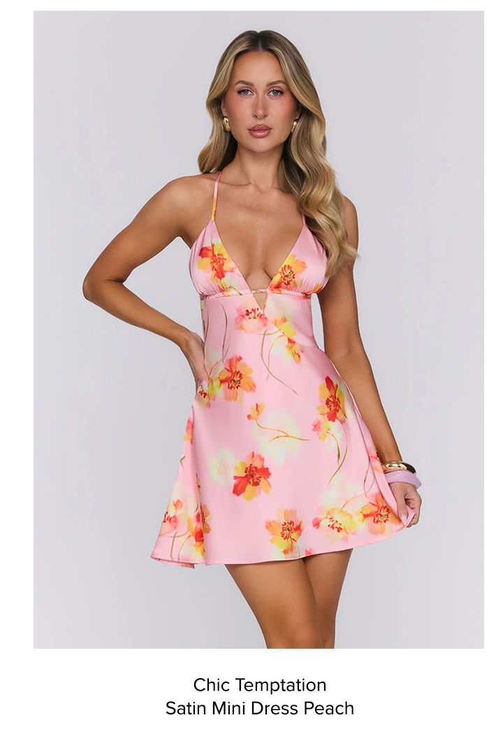 Chic Temptation Satin Mini Dress Peach
