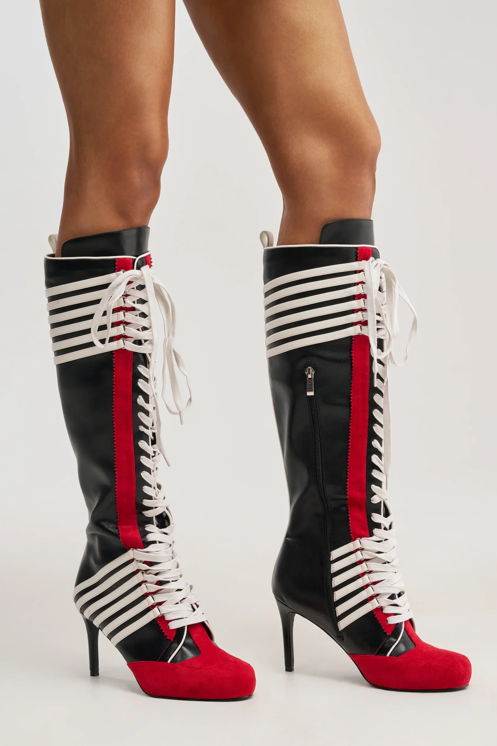 Image of AZALEA WANG NITRO RED MULTI SPORTY STILETTO BOOT