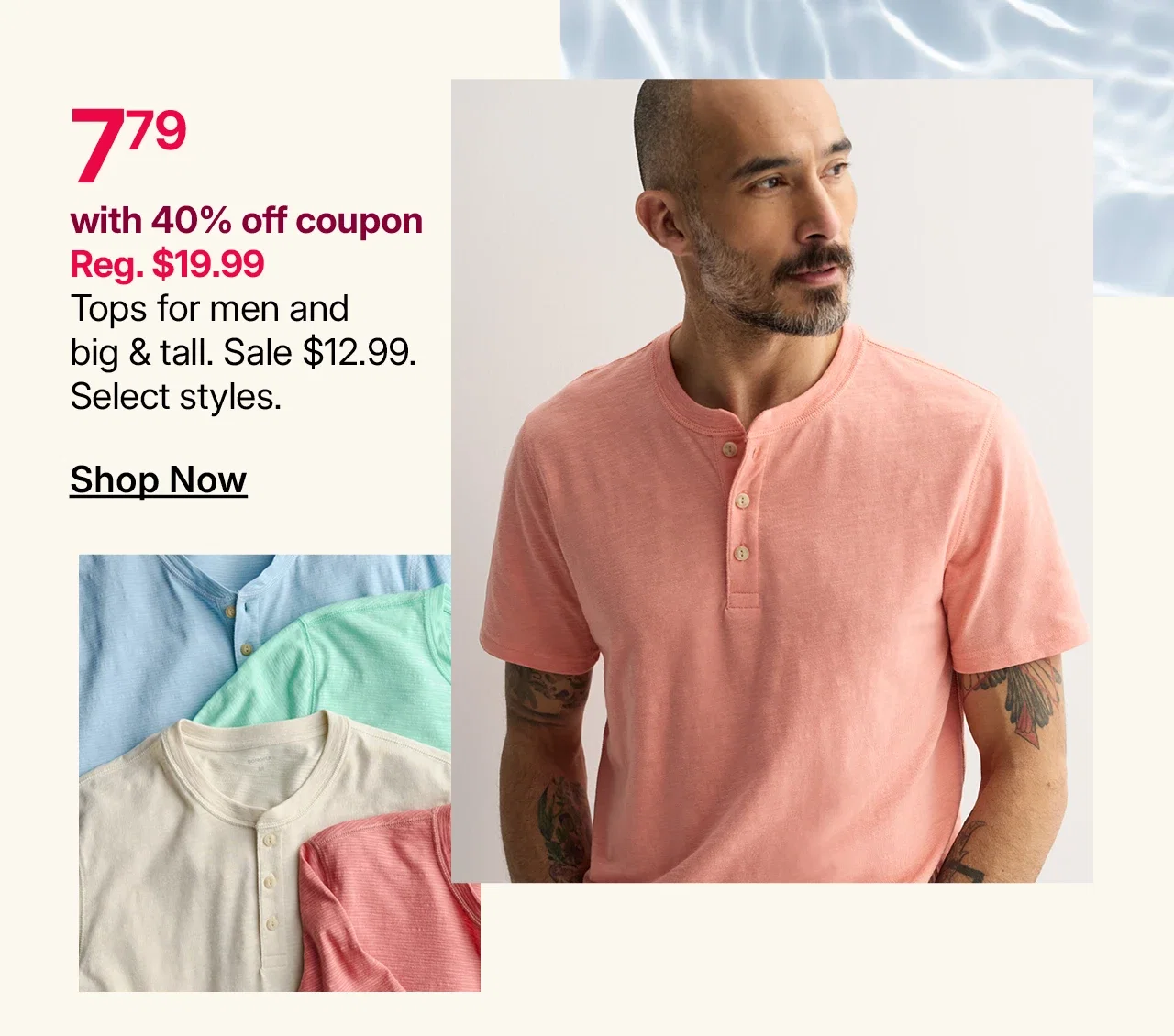 $7.79 tops for men and big & tall