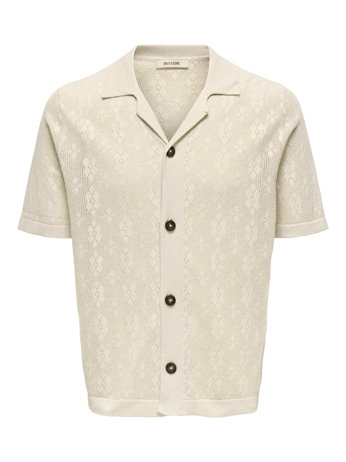 Only and Sons ONSMILO LIFE REG 12 SS SHIRT KNIT cloud dancer/cappuccino