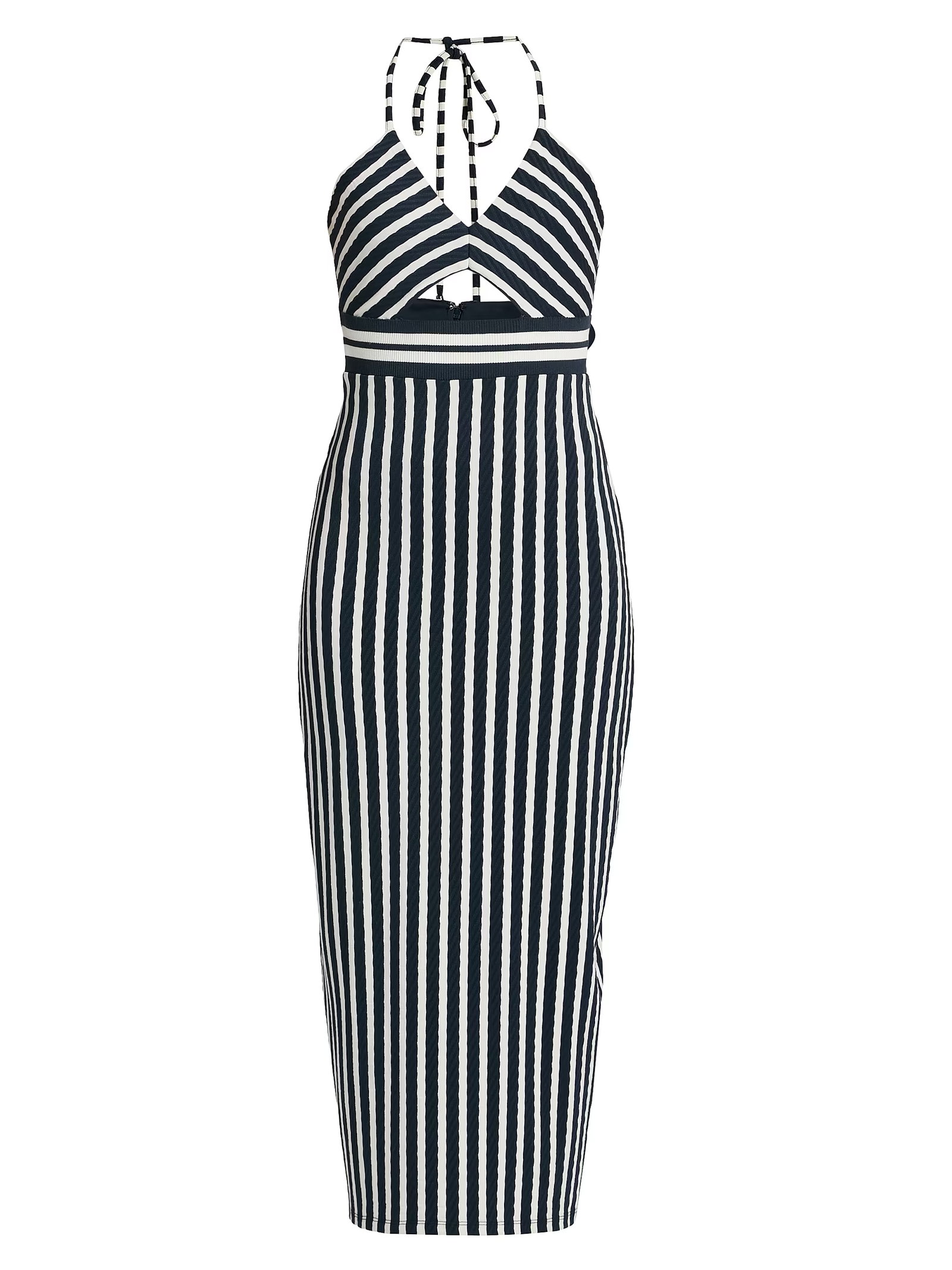 Ramy Brook Stevie Halterneck Striped Midi-Dress