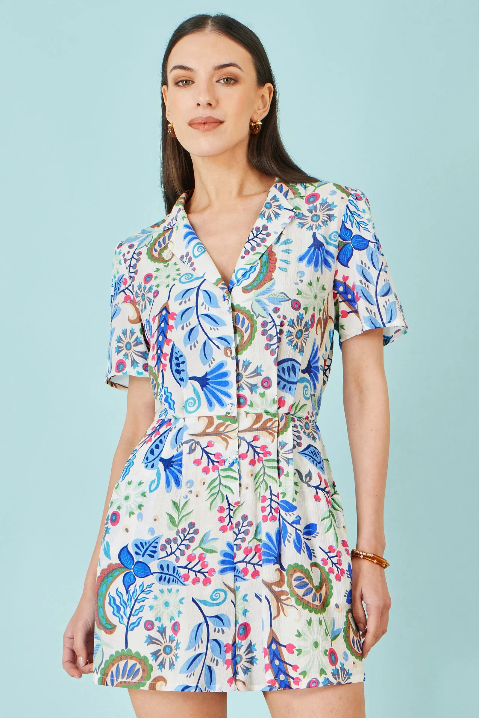 Yumi Multicolour Paisley Retro Print Playsuit